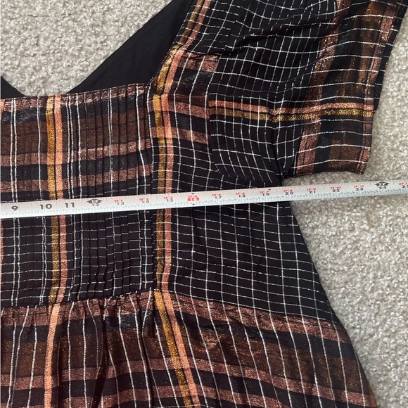 FREE PEOPLE Barcelona Metallic Shimmery Plaid Mini Dress Size Medium - Picture 11 of 15